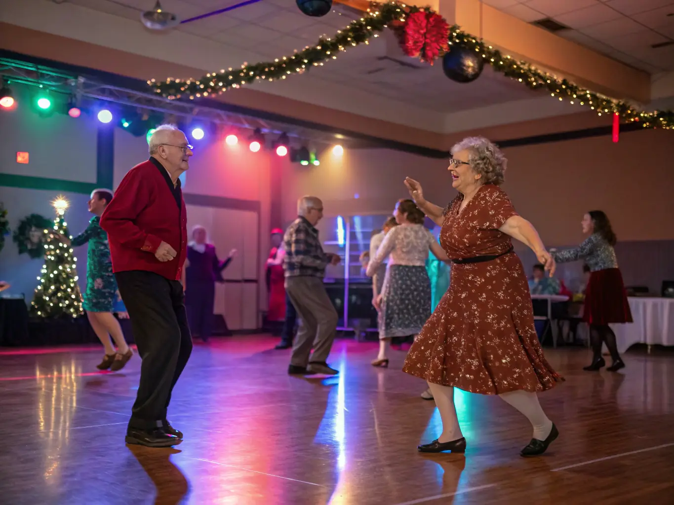 A social dance event with participants enjoying music and dancing together in a lively atmosphere, representing the cultural engagement activities at Tendance 4 Temps.